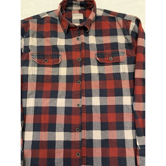 Jachs Flannel Buffalo Plaid Americana Red Long Sleeve Thick 100% Cotton Workwear - Picture 4 of 9